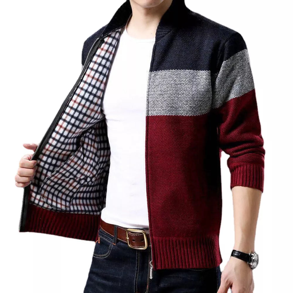 “Mr. Sweet” Designer Knitted Color Block Cardigan