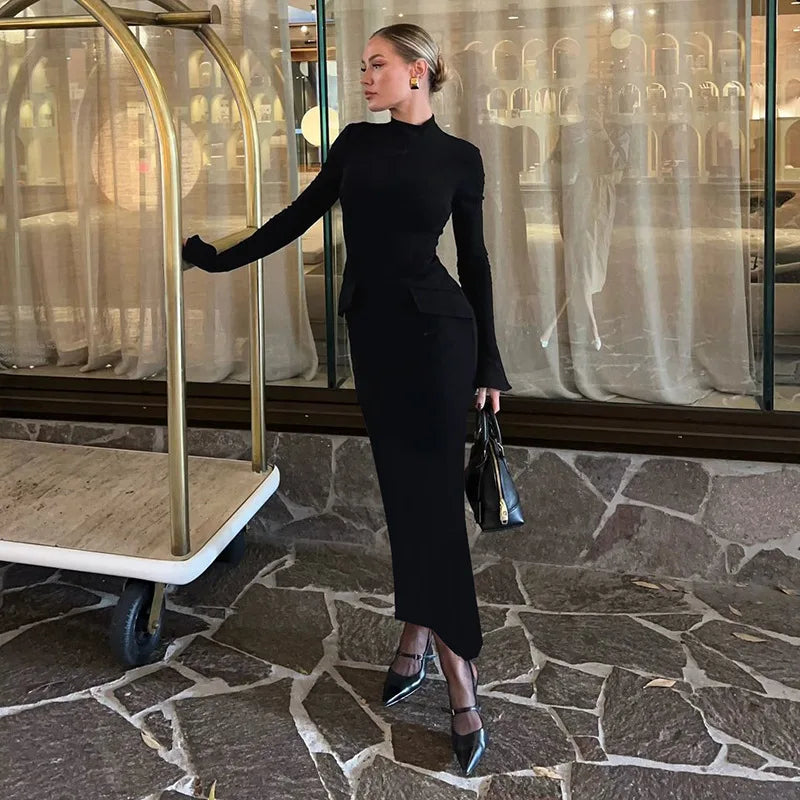 "Willow" Turtleneck Long Sleeve Maxi Dress