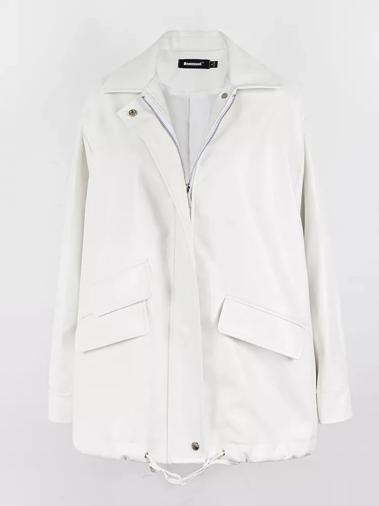 "Trinity" Women's Waterproof Long Sleeve Oversized Faux Leather Jacket