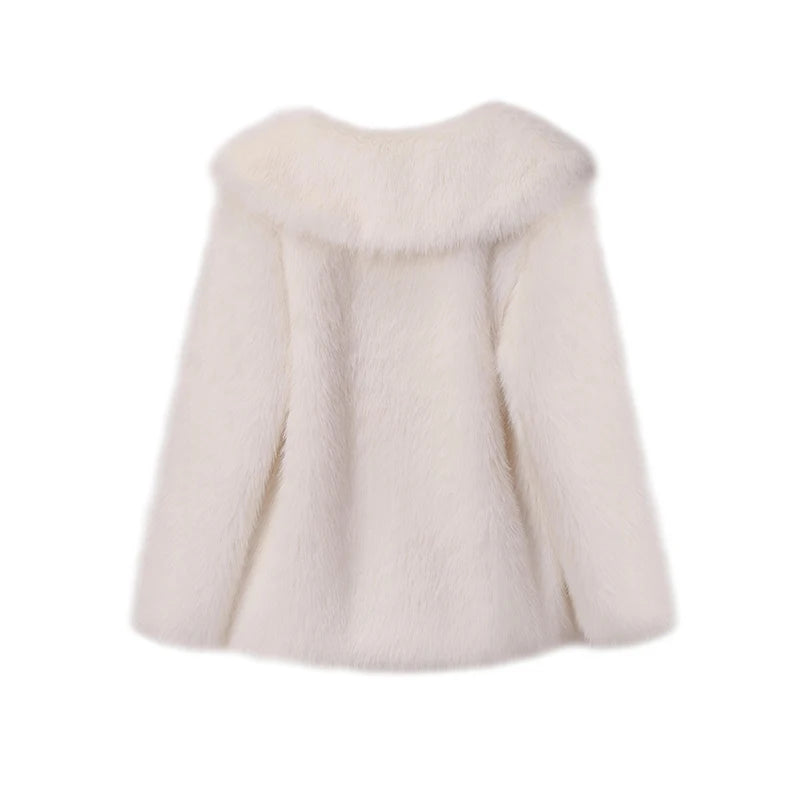 “Nepo Baby” Women’s Loose Oversized Fluffy Faux Fur Overcoat