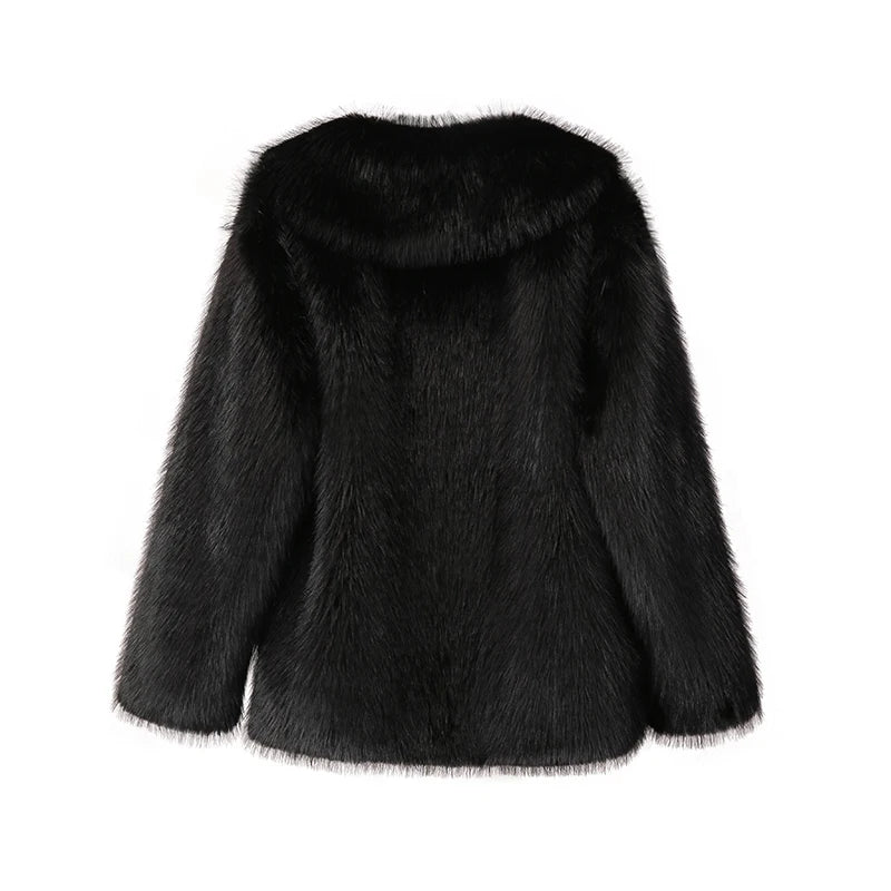 “Nepo Baby” Women’s Loose Oversized Fluffy Faux Fur Overcoat
