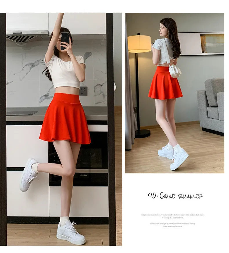 “Delicate” Women's Elastic Korean Style High Waist Mini Skirt