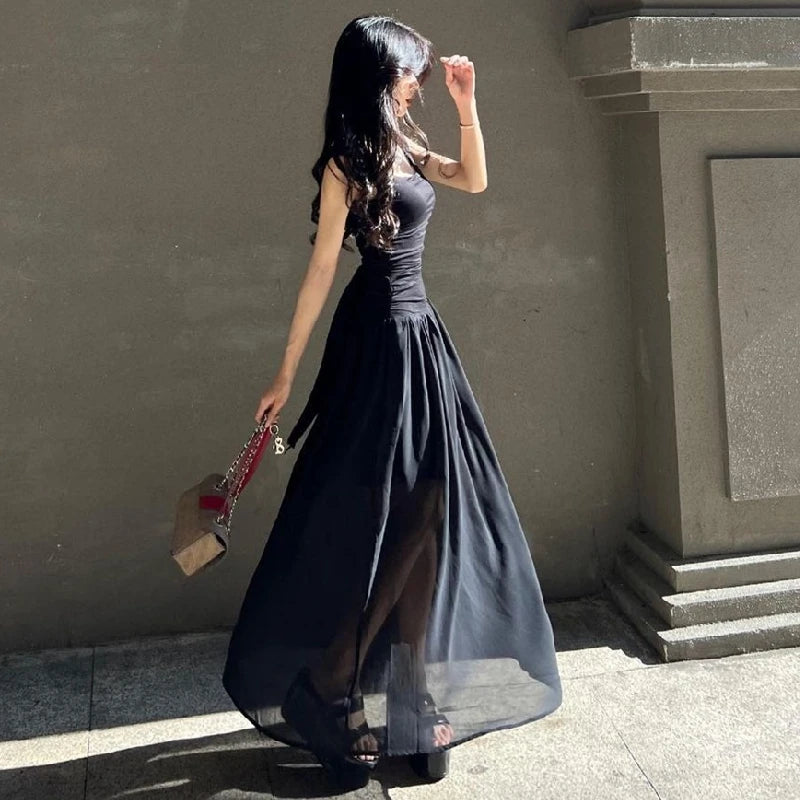 "Coastals" Ruched Bodycon High Waist Maxi Dress