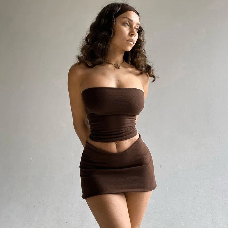 “Focus On Me” Women’s Sexy Y2K Style Two Piece Bodycon Outfit Set
