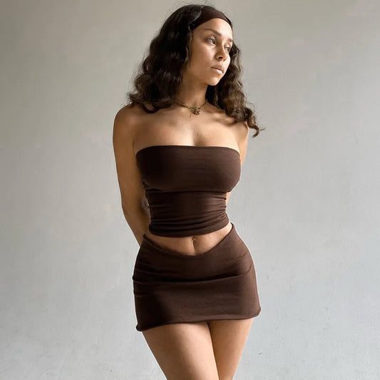 “Focus On Me” Women’s Sexy Y2K Style Two Piece Bodycon Outfit Set
