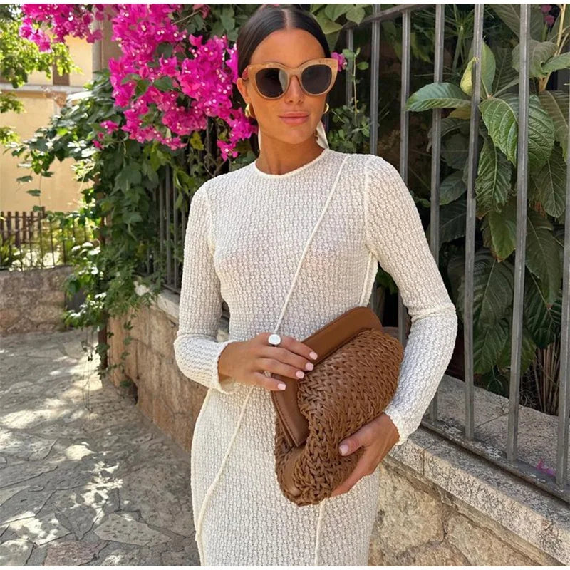 “Drift About” Elegant Backless Long Sleeve Maxi Dress