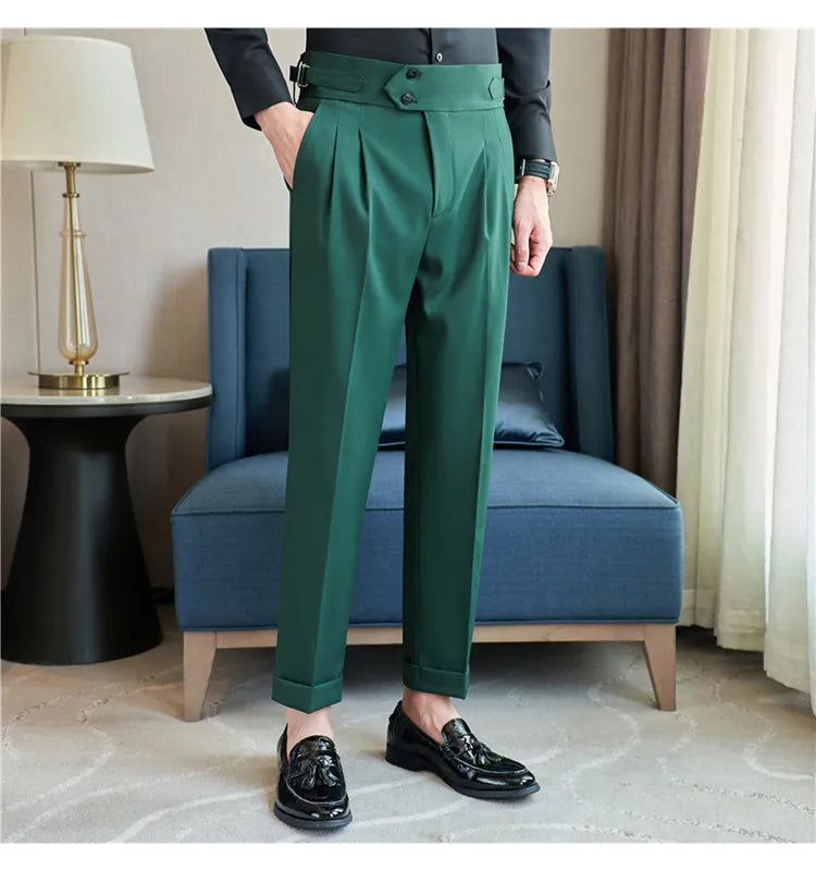 “Word Of Mouth” Men’s High Waist Designer Slim Fit Business Casual Dress Pants