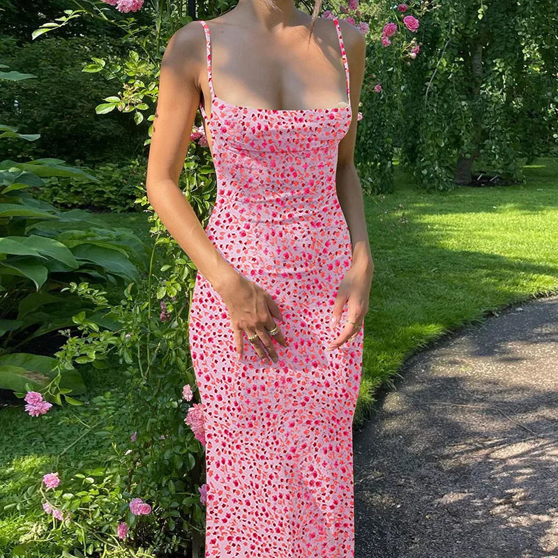“Daffodil” Women’s Sexy Floral Backless Maxi Sundress