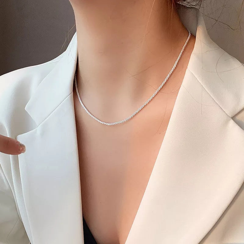 “Styla” Women’s Sparkling Silver Diamond Crusted Choker
