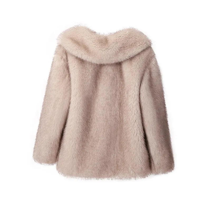 “Nepo Baby” Women’s Loose Oversized Fluffy Faux Fur Overcoat