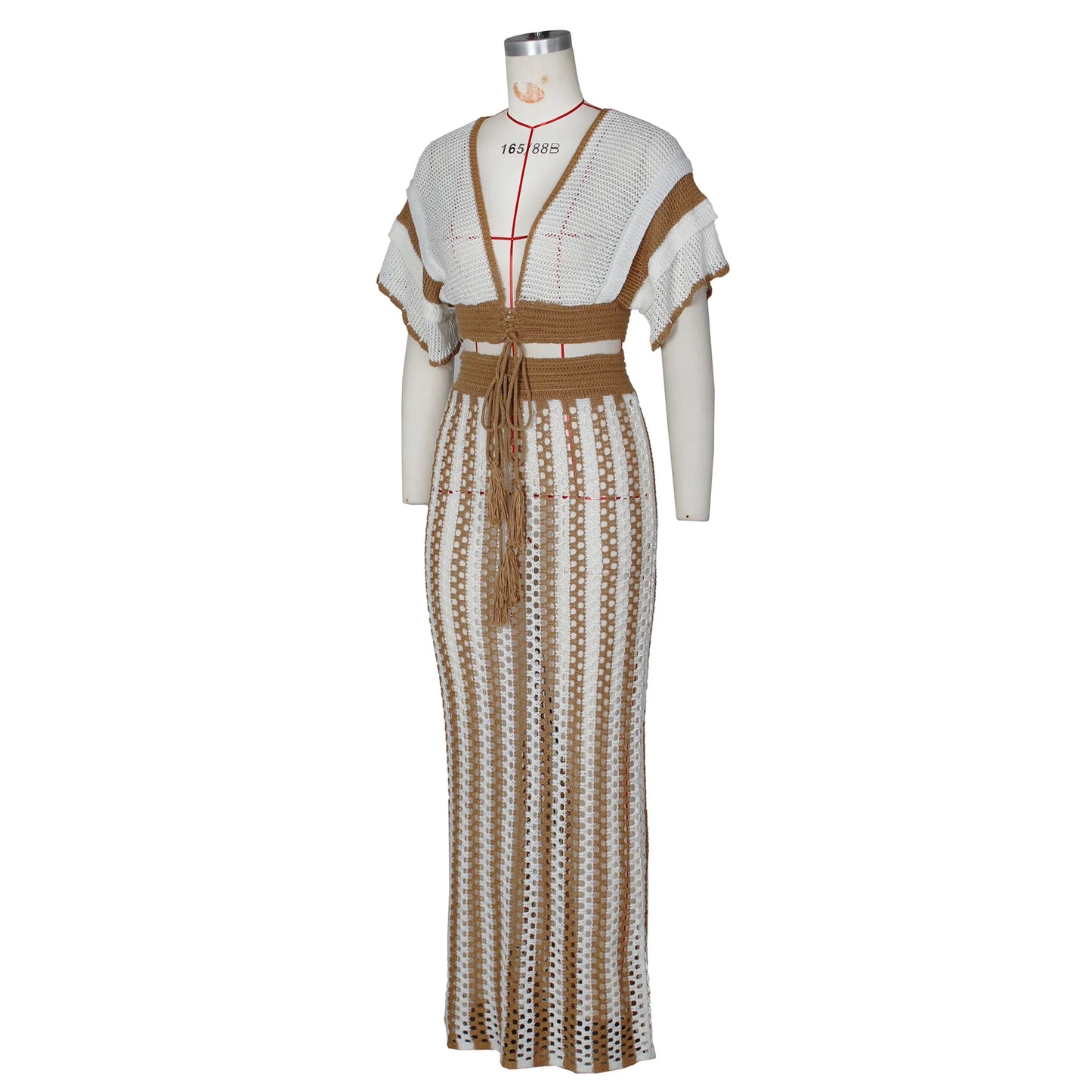 "Jolie" Knitted Striped 2 Piece Cropped Outfit Set