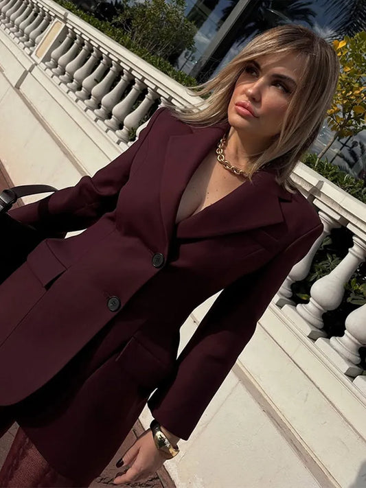 "Delevigne" Women's Single Breasted Cinched Waist Designer Suit Jacket