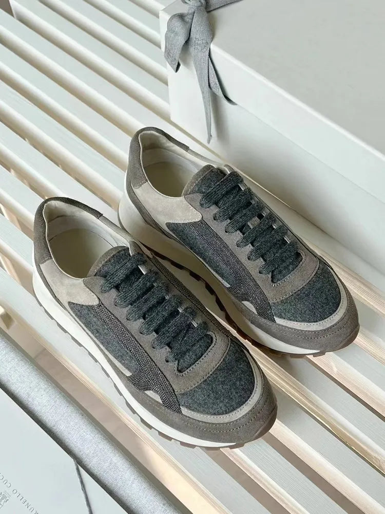 “Elisia” Women’s Italian Catskin Stitch Sneakers