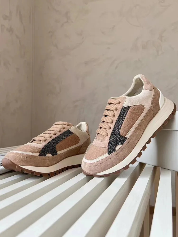 “Elisia” Women’s Italian Catskin Stitch Sneakers
