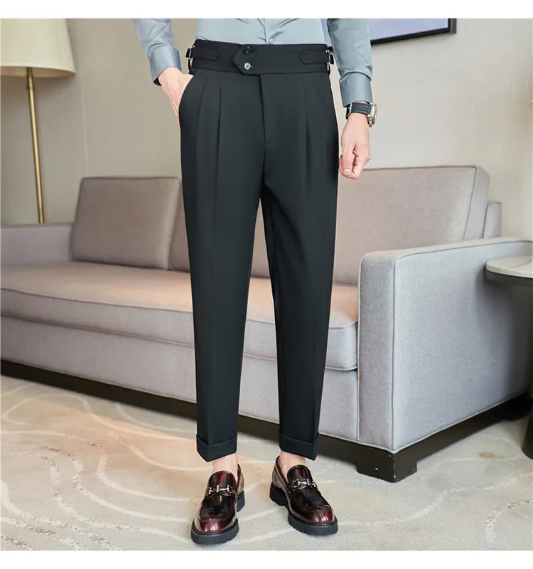 “Word Of Mouth” Men’s High Waist Designer Slim Fit Business Casual Dress Pants