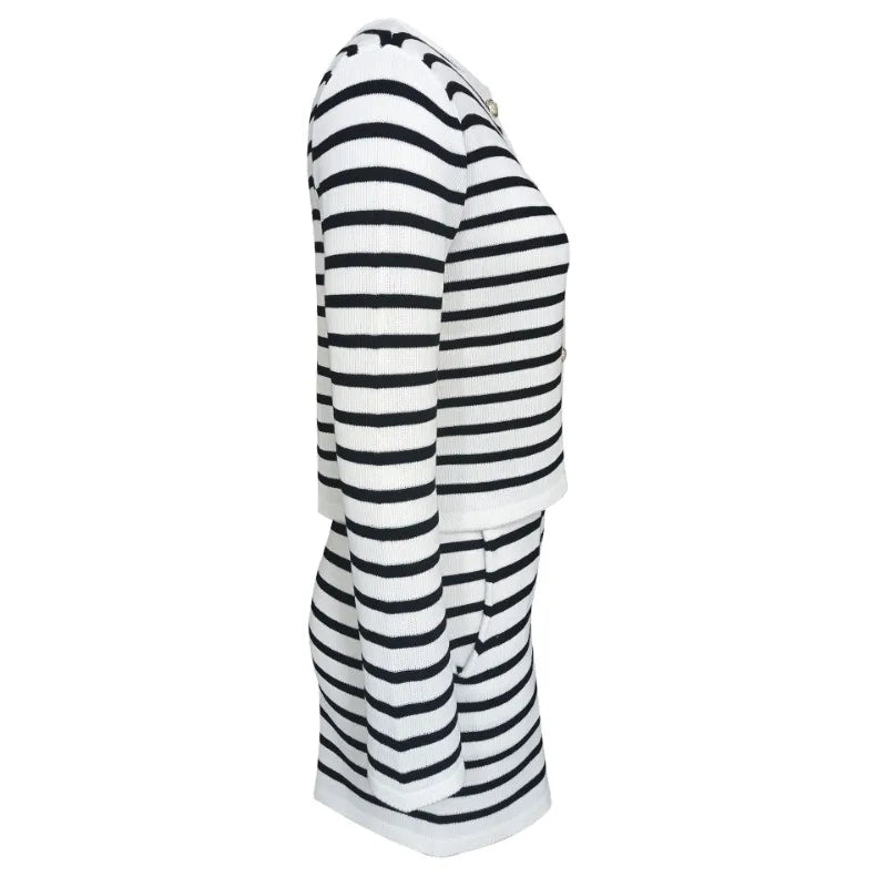 "Flossy" Women's Striped Knitted 2 Piece Outfit Set