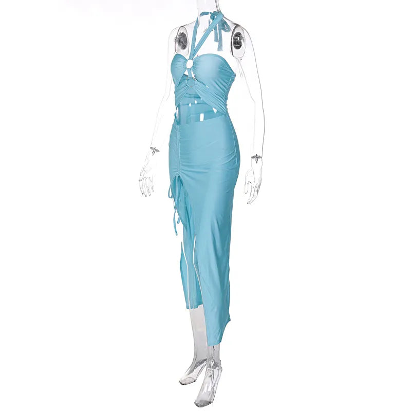 “The Queen” Women’s Sexy Satin Backless Draped Maxi Dress