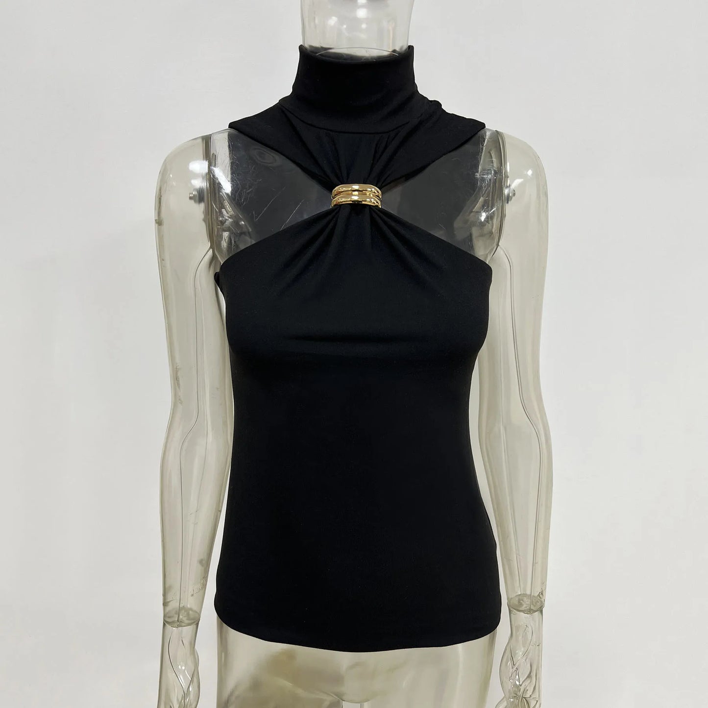 "Mrs. Banks" Women's Elegant Sleeveless Turtleneck Top