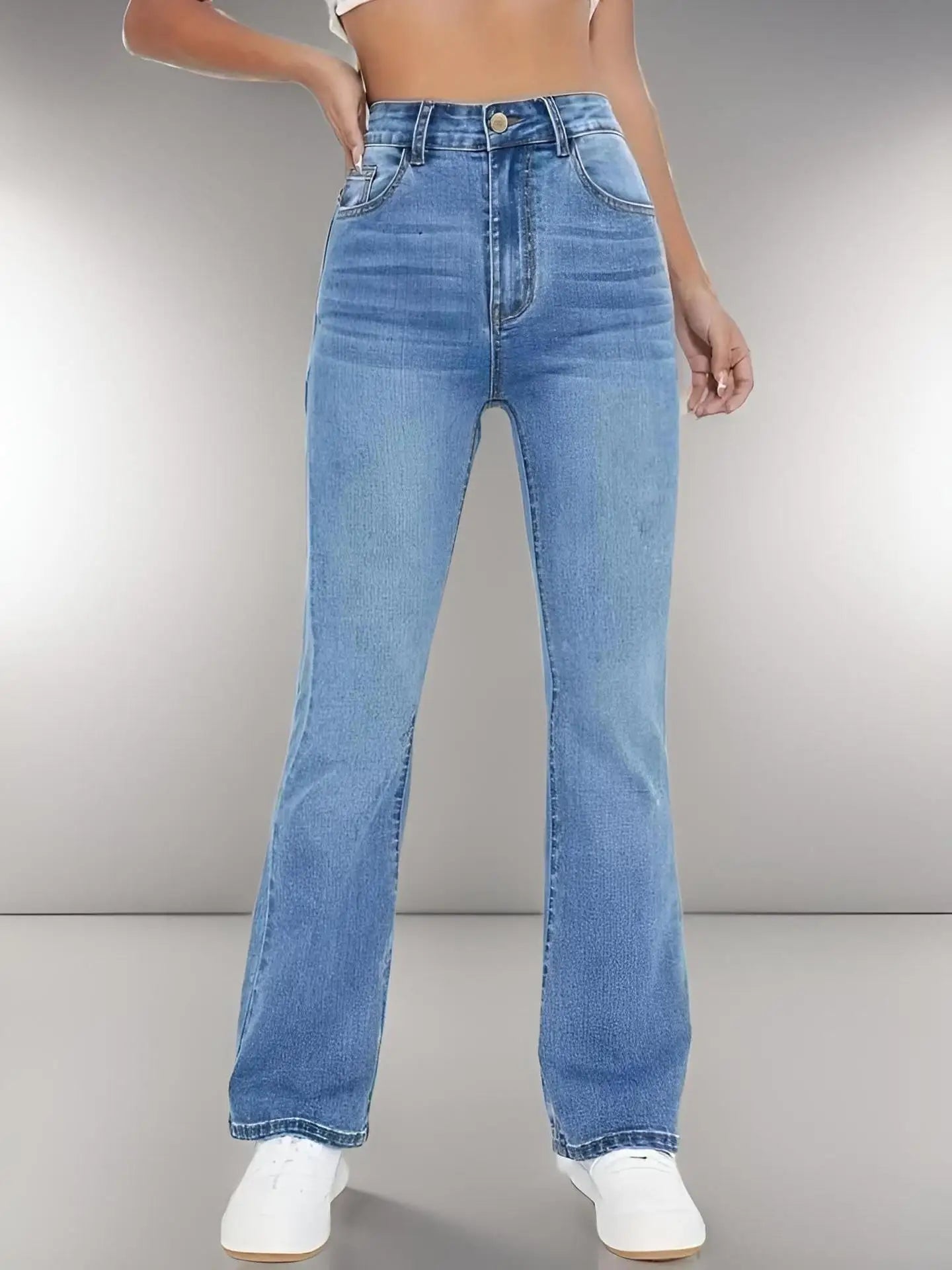 "Kelly" Women's Casual High Waist Light Wash Slim Fit Jeans