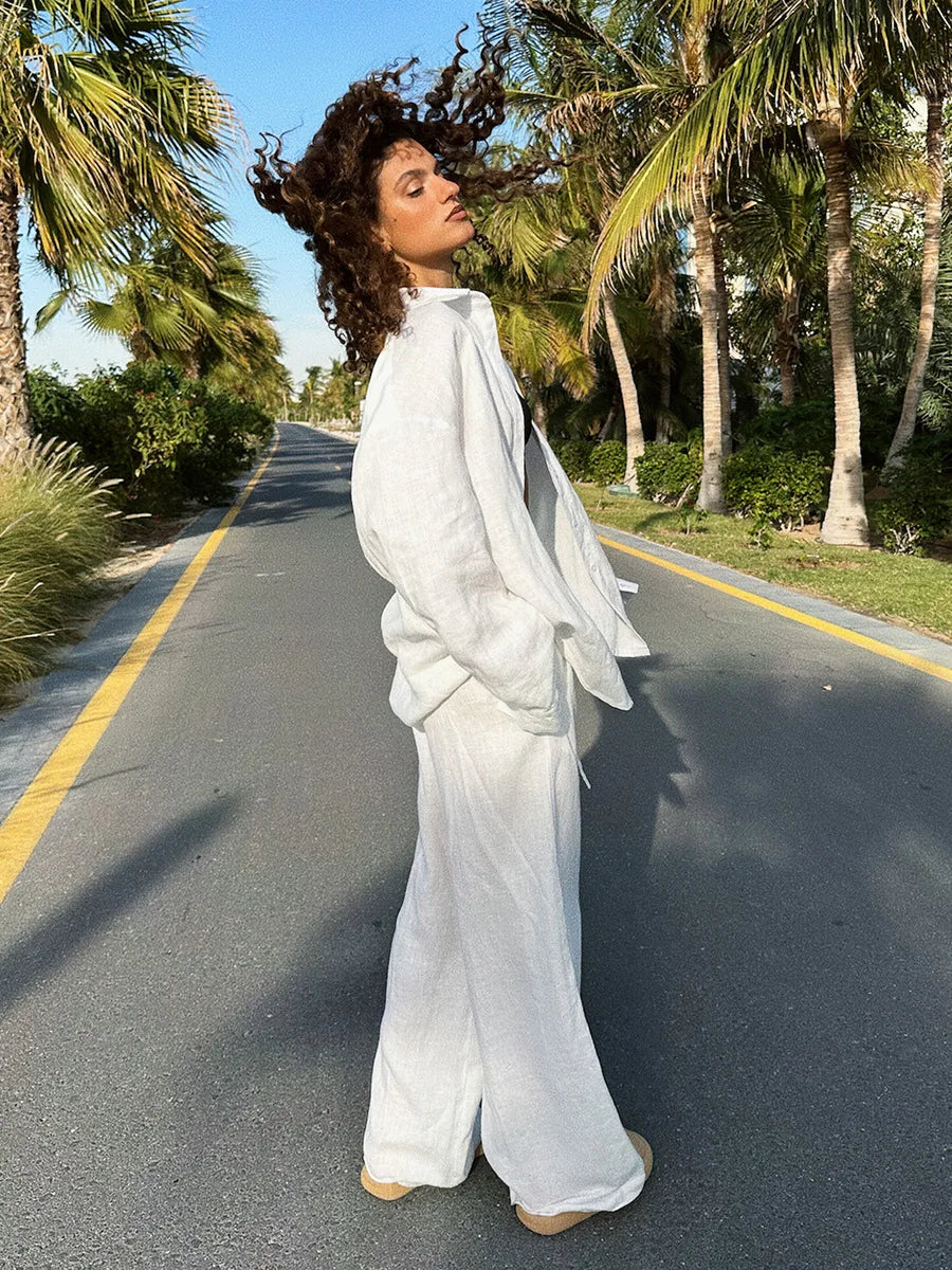 "Malibu" Women's Cotton Long Sleeve 2 Piece Outfit Set