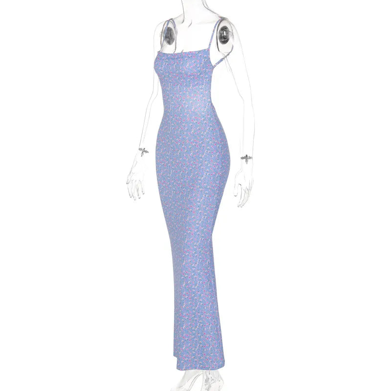 “Daffodil” Women’s Sexy Floral Backless Maxi Sundress
