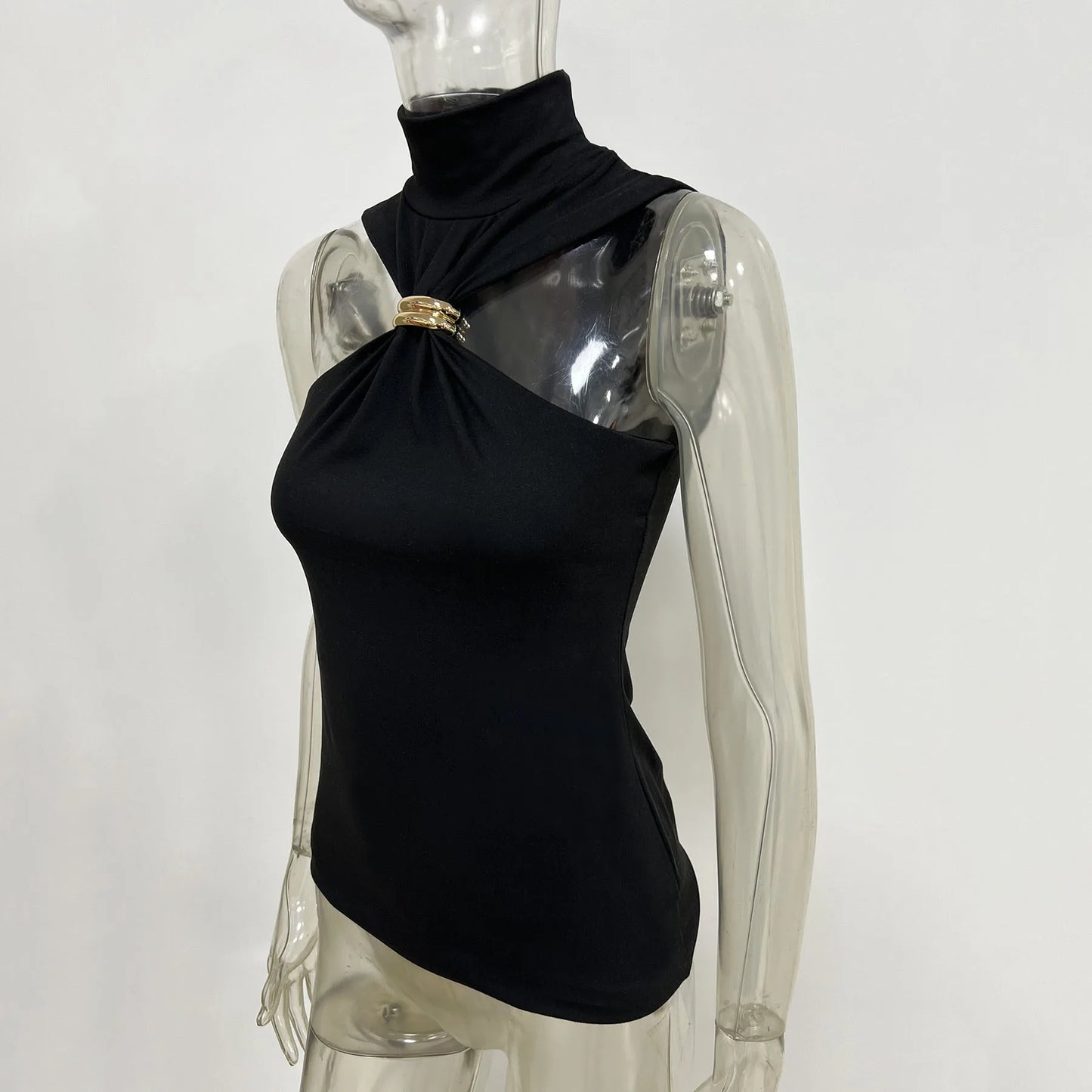 "Mrs. Banks" Women's Elegant Sleeveless Turtleneck Top