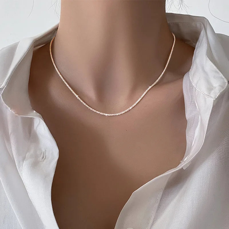 “Styla” Women’s Sparkling Silver Diamond Crusted Choker
