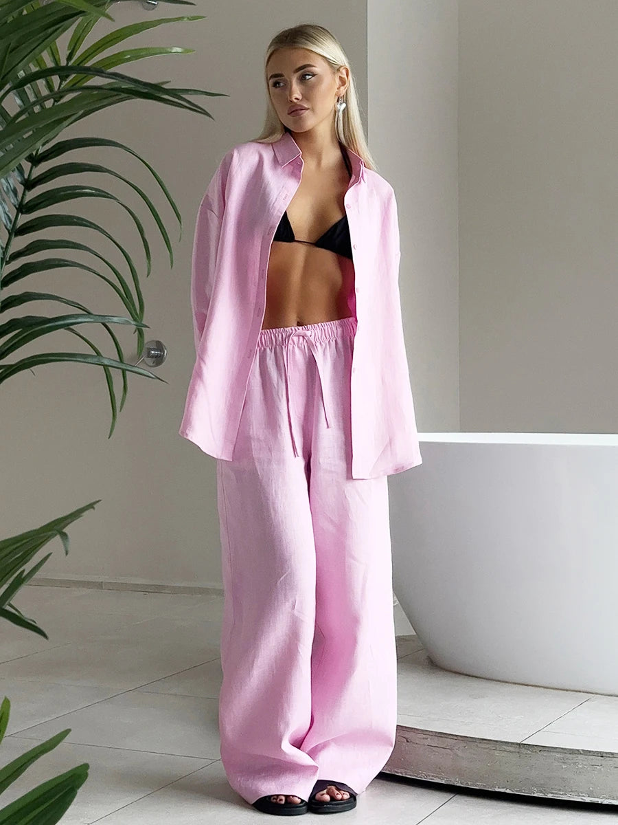 "Malibu" Women's Cotton Long Sleeve 2 Piece Outfit Set