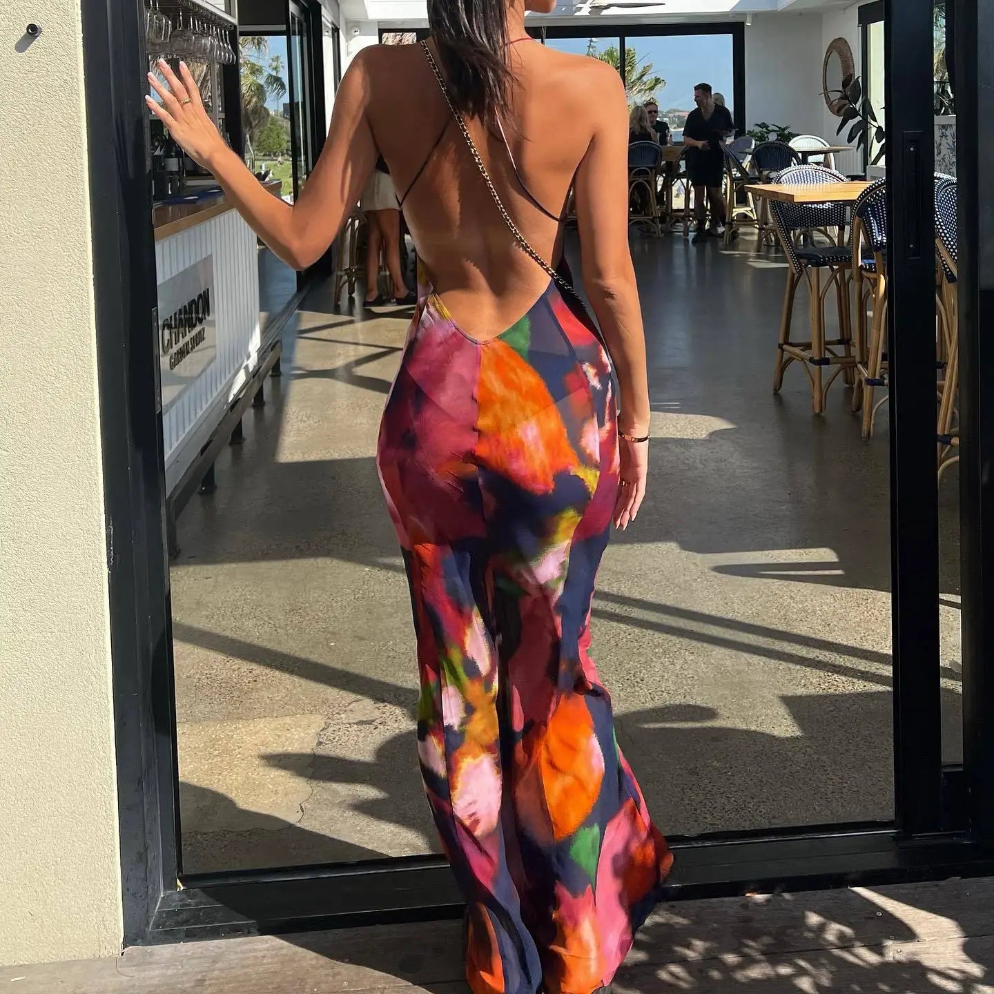 "Good Feeling" Women's Floral Backless Bodycon Dress