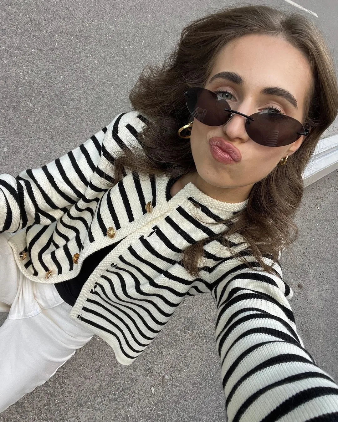 "Flossy" Women's Striped Knitted 2 Piece Outfit Set
