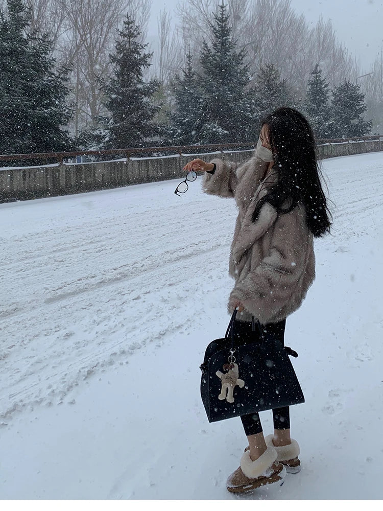 "Milan" Women's Designer Oversized Thick Fox Fur Coat
