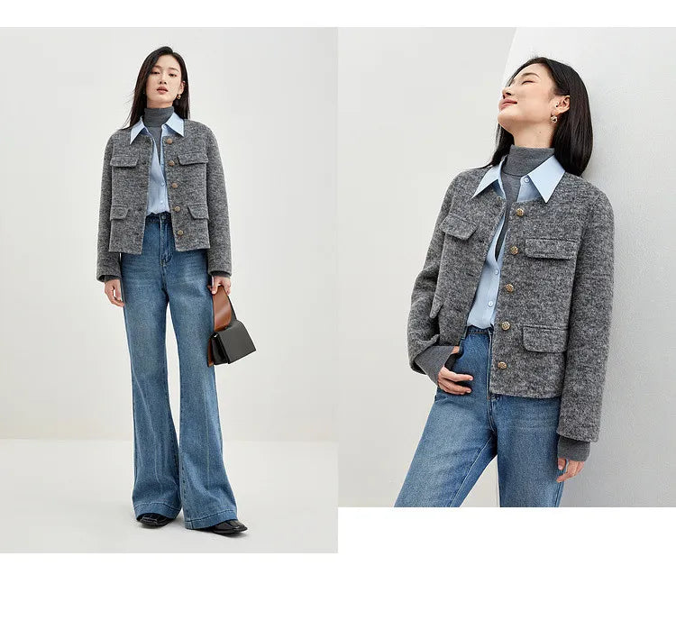 “Lady” Women’s Double Faced Wool Cropped Jacket