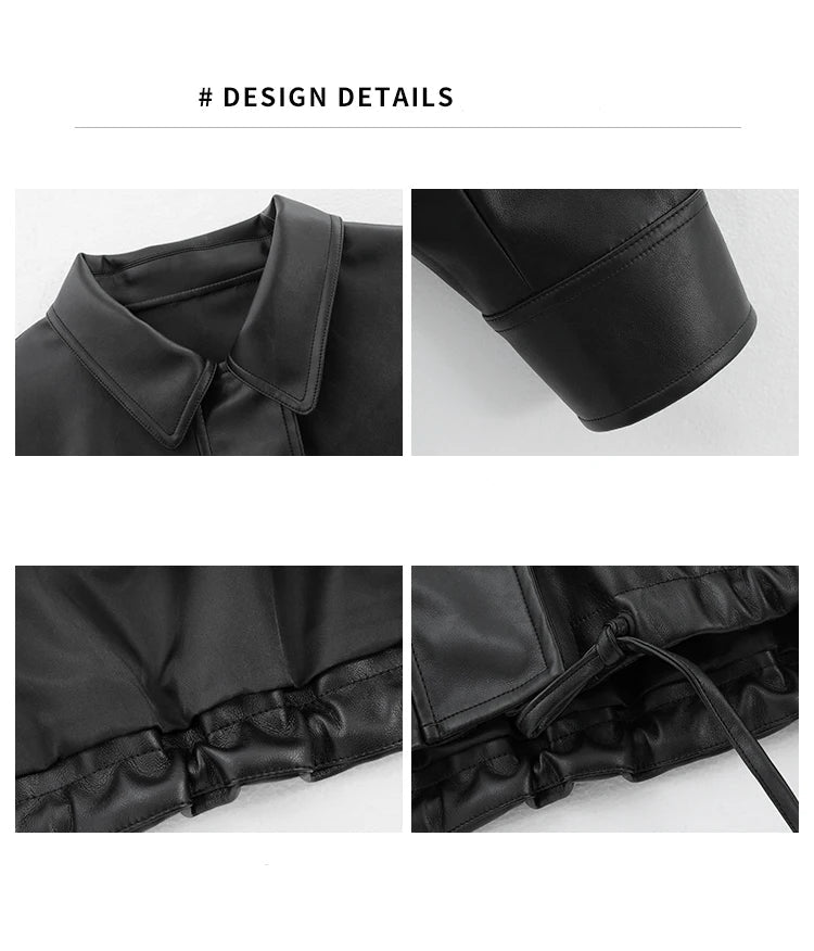 "Trinity" Women's Waterproof Long Sleeve Oversized Faux Leather Jacket