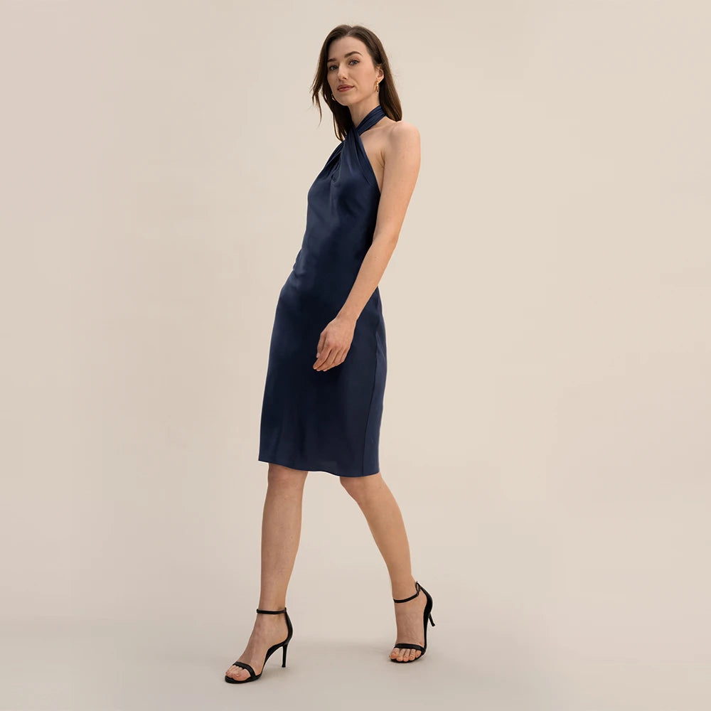 “Cocktail” Backless Silk Bodycon Halter Dress