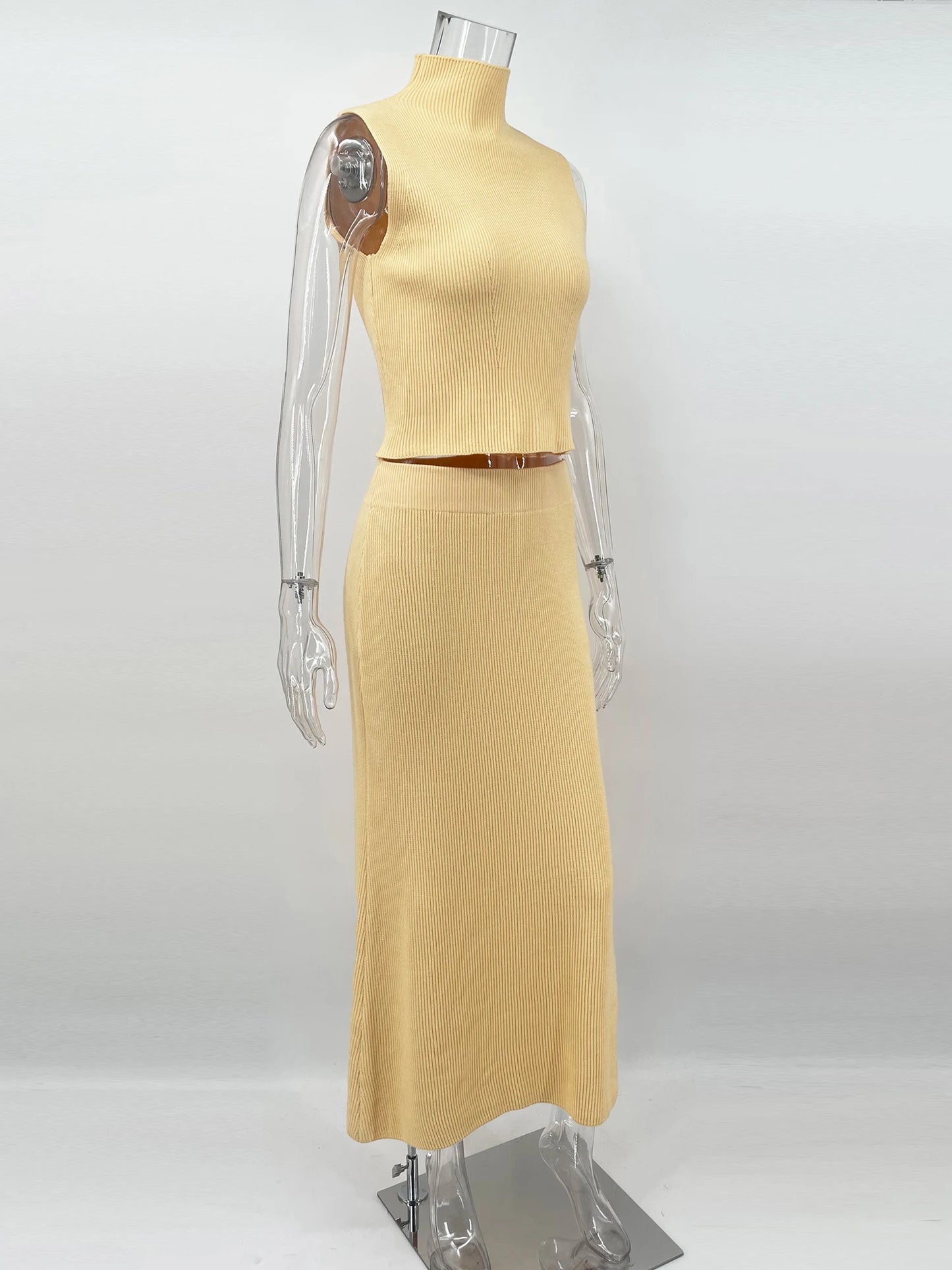 "Tuu LaRose" Women's Elegant Knitted Two-piece Maxi Skirt Set