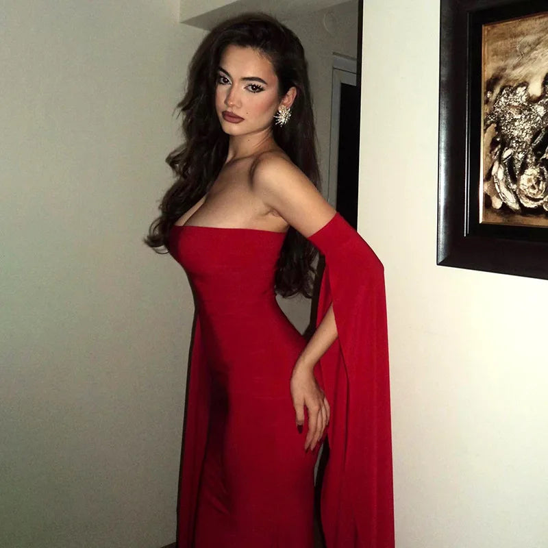 "Monroe" Women's Sexy Backless Strapless Long Sleeve Maxi Dress