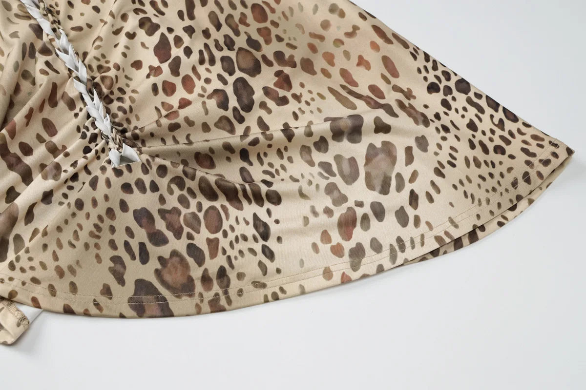 "Blackout" Women's Embellished Backless Leopard Print Maxi Dress