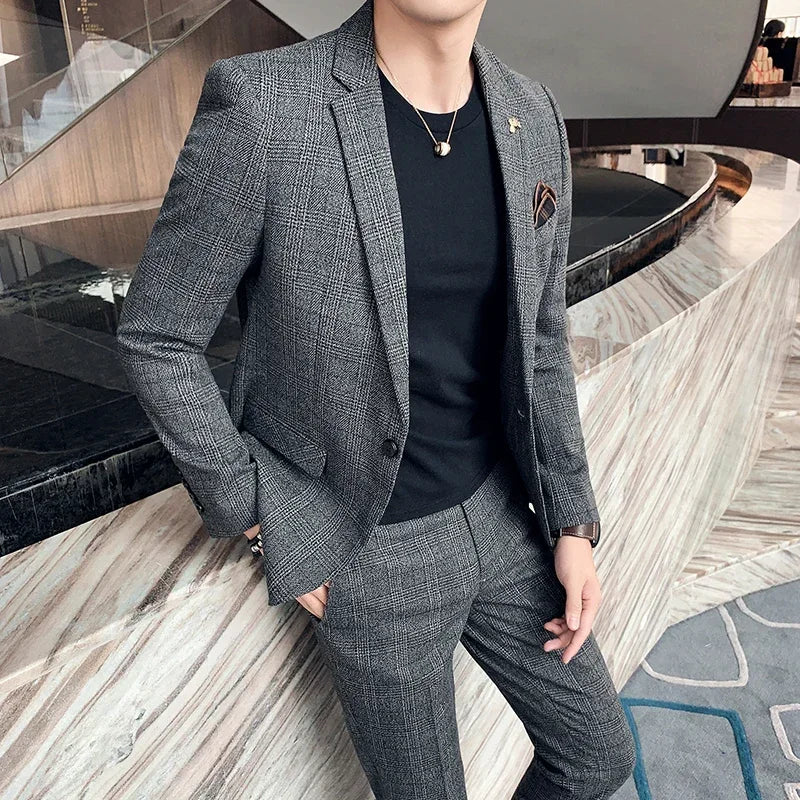 "Callan" Men's Plaid Business Suit