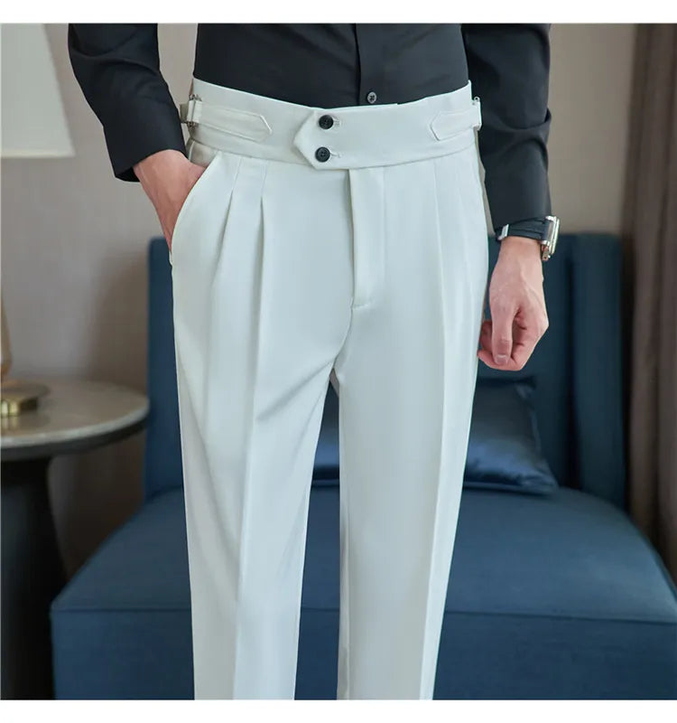 “Word Of Mouth” Men’s High Waist Designer Slim Fit Business Casual Dress Pants