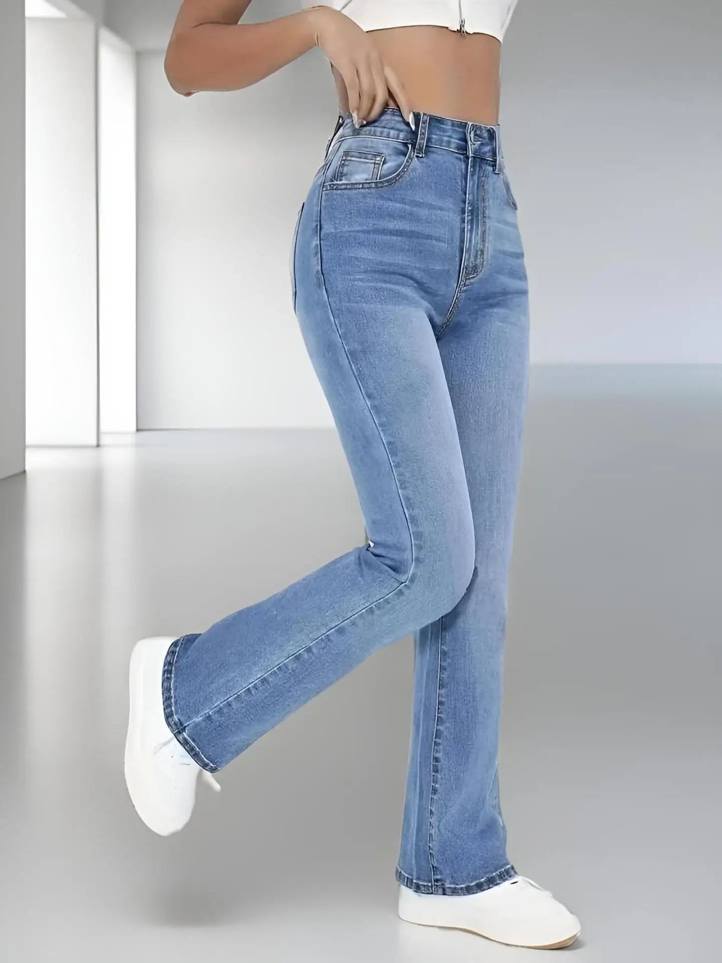 "Kelly" Women's Casual High Waist Light Wash Slim Fit Jeans
