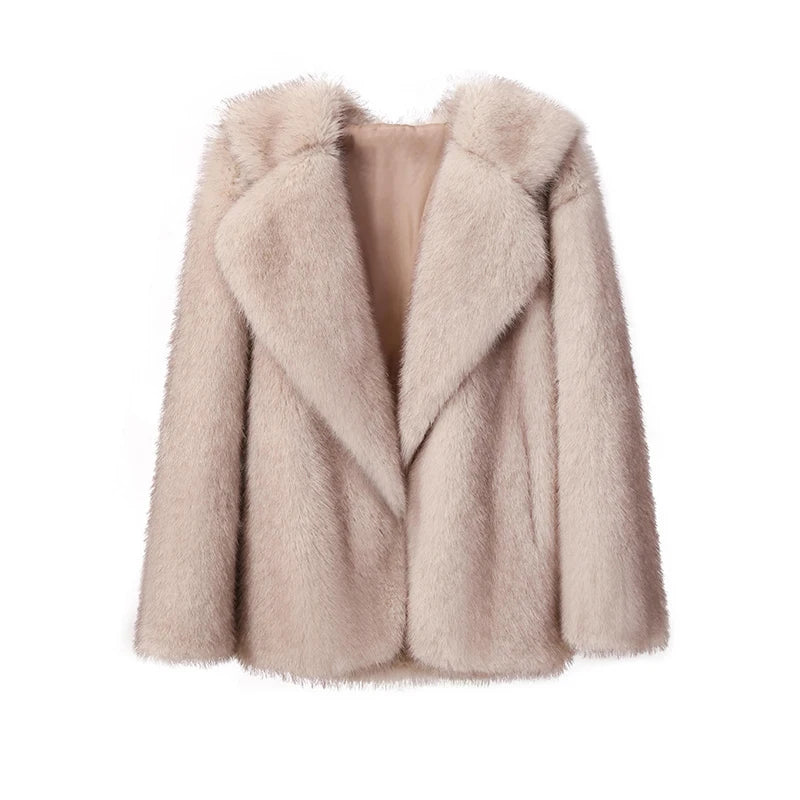 “Nepo Baby” Women’s Loose Oversized Fluffy Faux Fur Overcoat