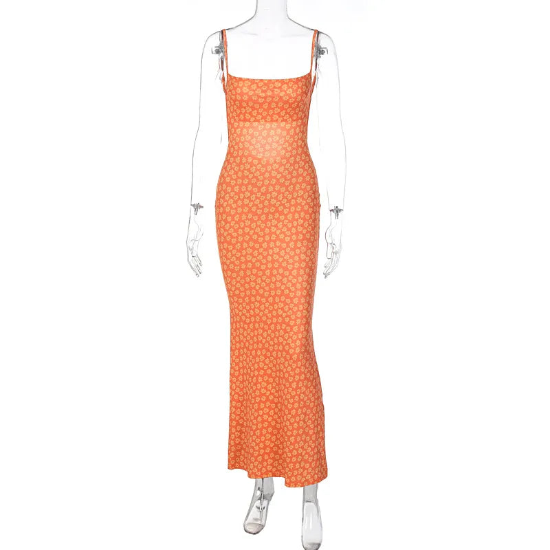 “Daffodil” Women’s Sexy Floral Backless Maxi Sundress