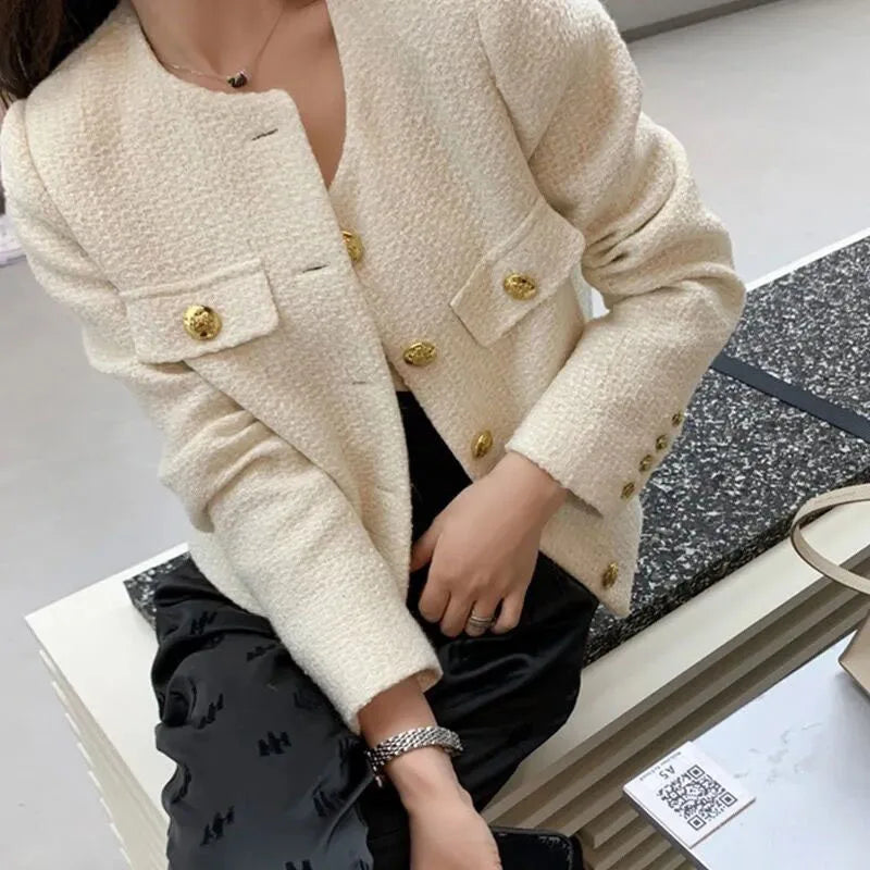 “Juliette” Women’s Elegant Button Up Tweed Jacket
