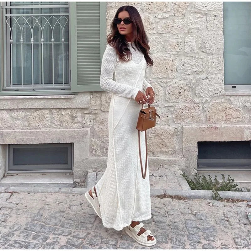 “Drift About” Elegant Backless Long Sleeve Maxi Dress