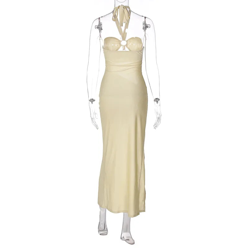 “The Queen” Women’s Sexy Satin Backless Draped Maxi Dress