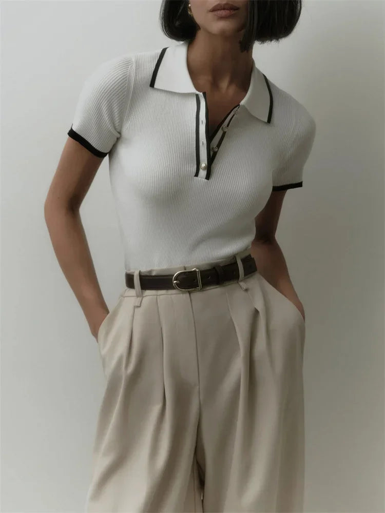 "Breeze" Women's Short Sleeve Knitted Polo Shirt