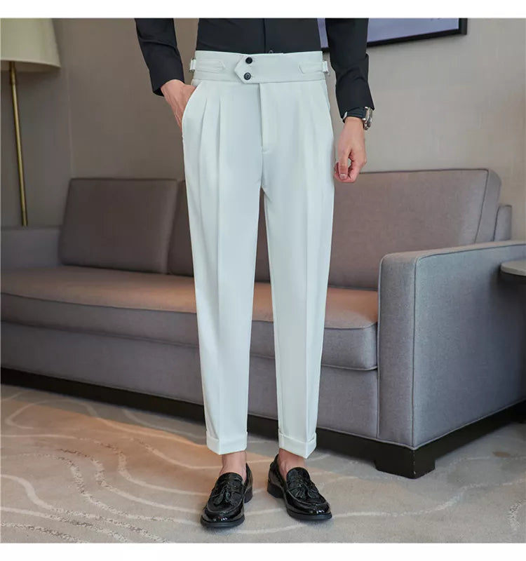 “Word Of Mouth” Men’s High Waist Designer Slim Fit Business Casual Dress Pants