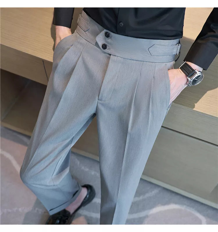 “Word Of Mouth” Men’s High Waist Designer Slim Fit Business Casual Dress Pants