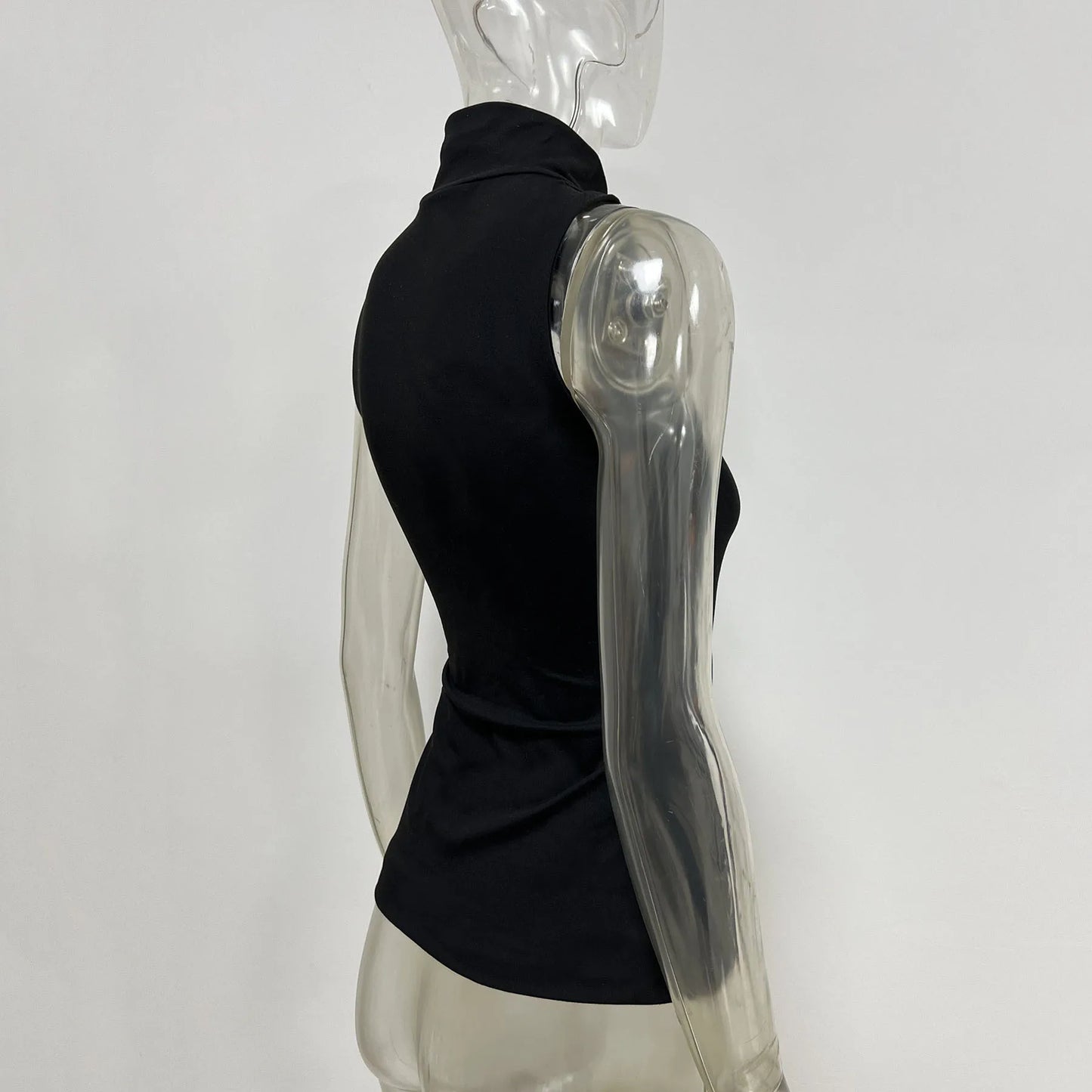 "Mrs. Banks" Women's Elegant Sleeveless Turtleneck Top