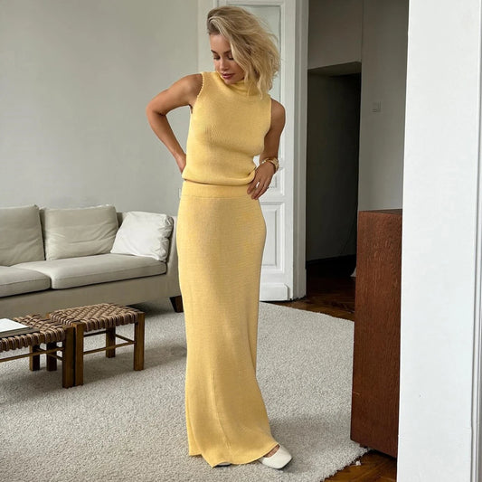 "Tuu LaRose" Women's Elegant Knitted Two-piece Maxi Skirt Set